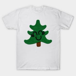 Smiling Cute Felt Look Christmas Trees | Cute Stickers by Cherie(c)2021 T-Shirt